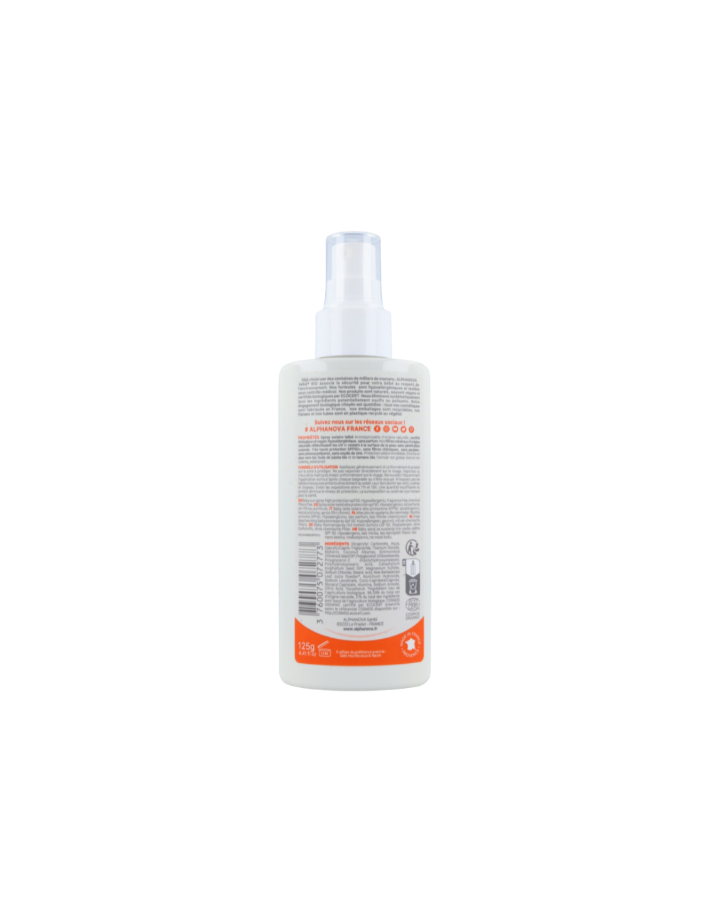 Protector Solar Bio Bebé SPF 50 Spray - Alphanova Sun - 125ml