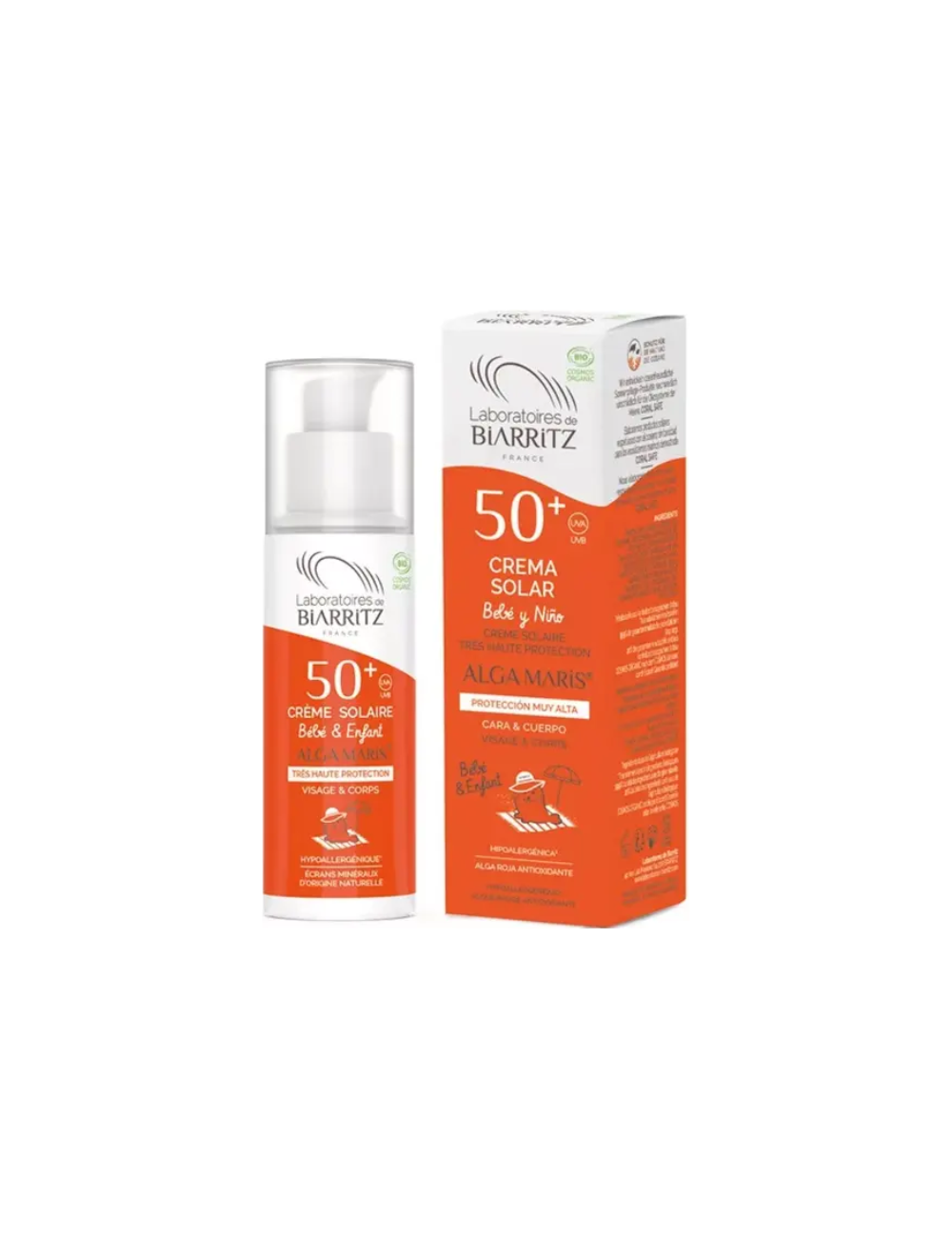 Protector Solar Bio para bebé SPF50+ Cara y Cuerpo - Alga Maris - Laboratoires de Biarritz - 100 ml