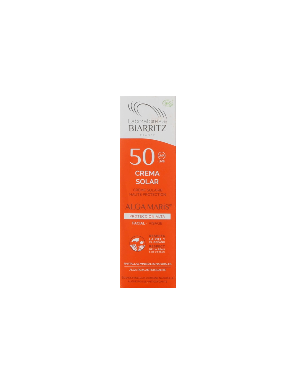 Protector Solar Facial Natural SPF 50 Alga Maris - Laboratoires de Biarritz - 50ml