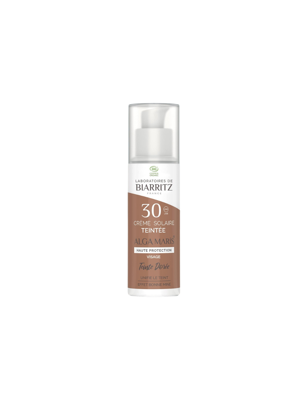 Crema Solar Facial con Color Dorado SPF 30 Bio - Alga Maris- Laboratoires de Biarritz - 50ml
