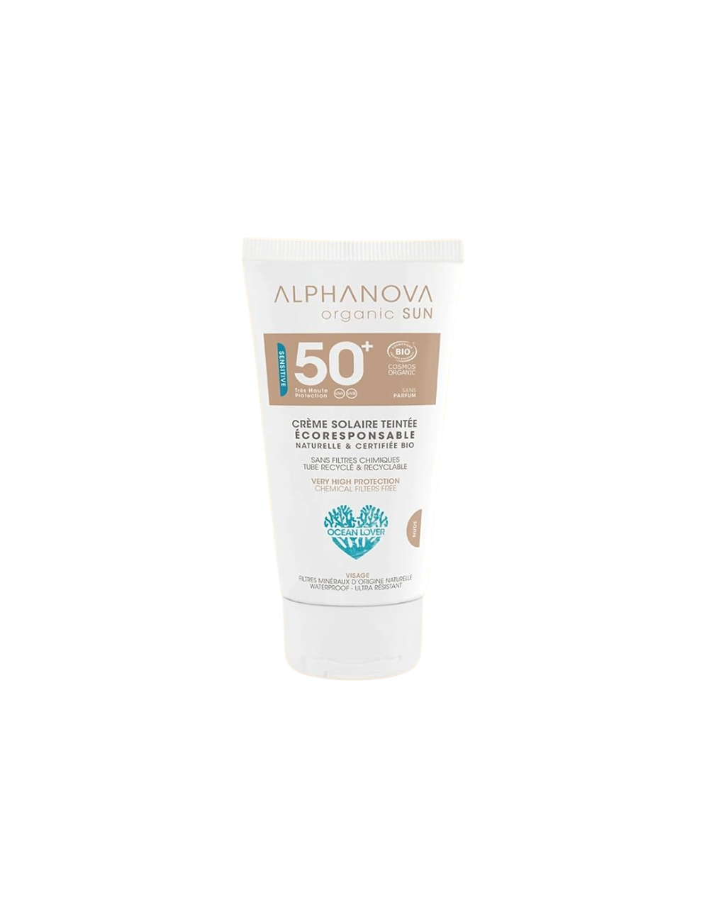 Crema Solar Facial con Color Nude SPF 50+ -Hipoalergénica- Alphanova - 50ml