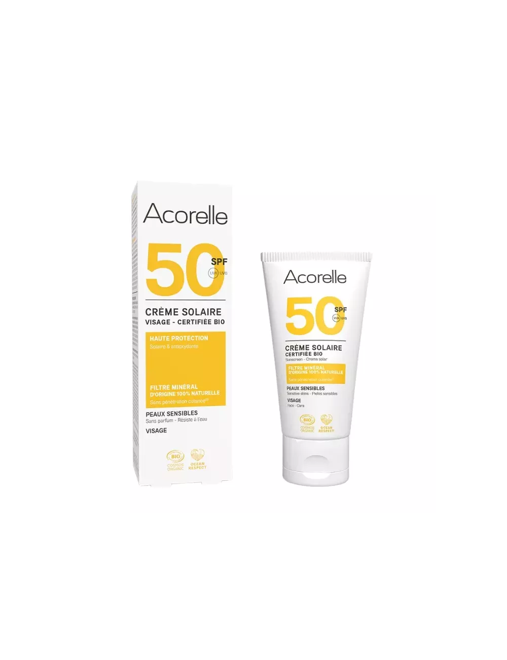 Crema Solar Facial Color Clair Light SPF 50 - Acorelle - 50ml