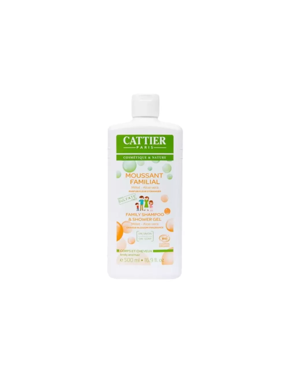 Gel de Ducha y Champú Familiar Cara y Cuerpo - Cattier - 500ml