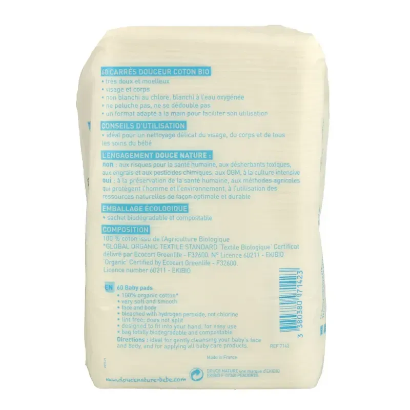 Almohadillas Bebé 100% Algodón - Douce Nature - 60u