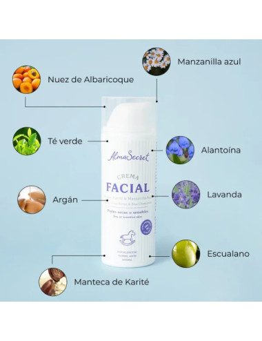 Crema Facial Hidratante (piel seca y sensible ) – Alma Secret – 50ml