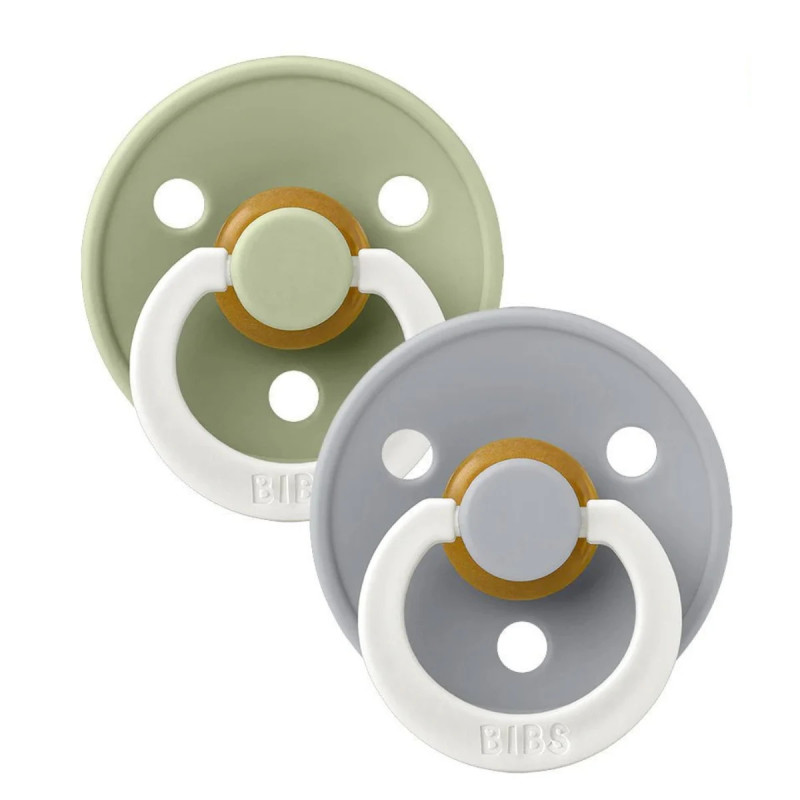 Pack Nocturno 2 Chupetes (brilla en la oscuridad) – Bibs – Sage / Cloud – 0-18M