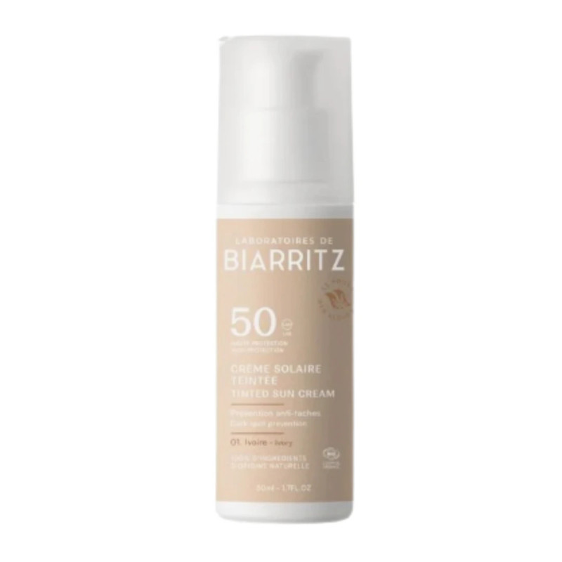 Crema Facial con Color SPF50 Mineral Tono Marfil – Laboratoires Biarritz – 50 ml