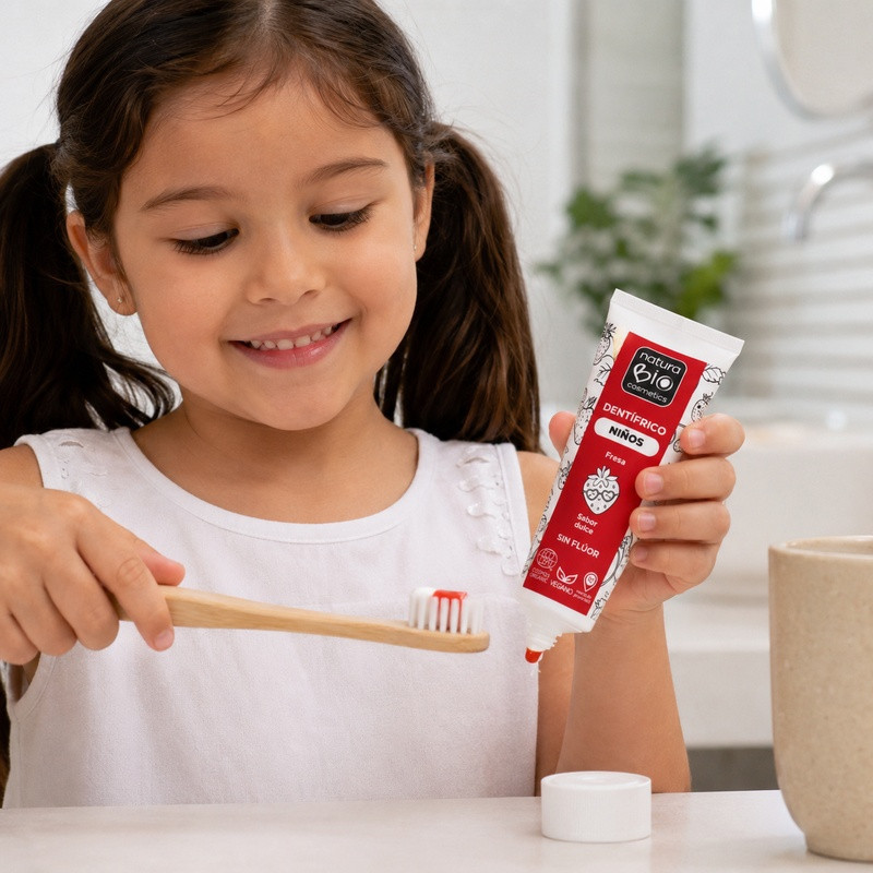 Dentífrico Niños Sin Flúor ni Colorantes Fresa 75ml NaturaBio cosmetics